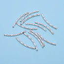 925 Sterling Silver Faceted Curved Tube Beads Size 2x25mm 6 Pieces Per Bag