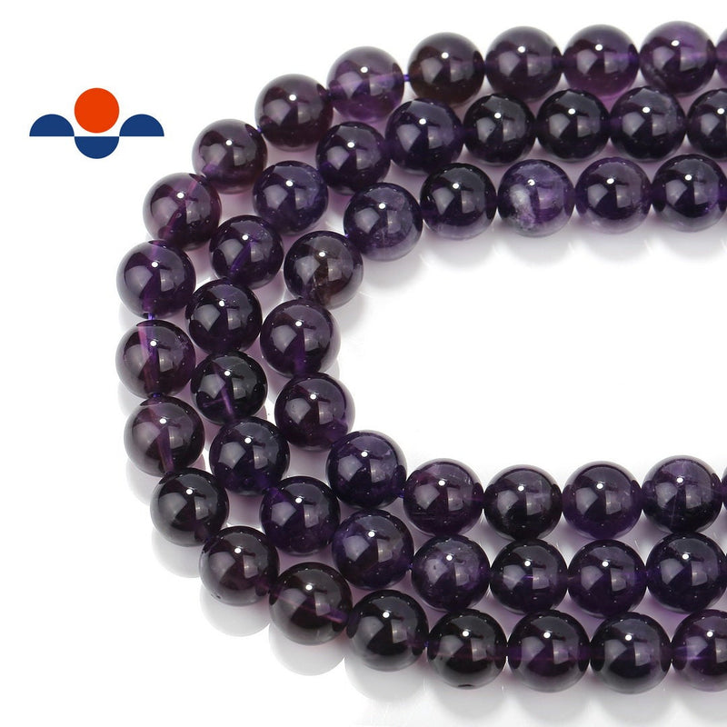 Natural Amethyst Smooth Round Beads 4mm 6mm 8mm 10mm 12mm Approx 15.5" Strand