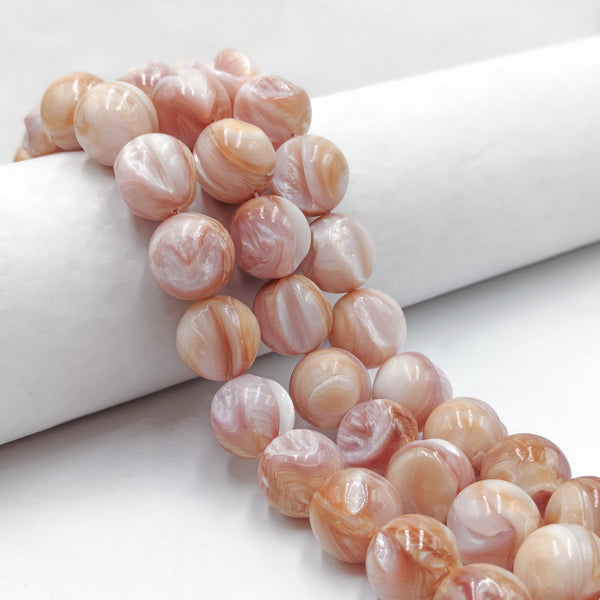 Natural Sea Shell Off Round Beads Size 16mm 15.5" Strand