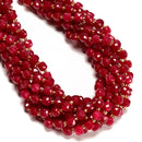 Red Ruby Color Dyed Jade Faceted Cube Beads Size 7mm 15" Strand
