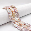 Natural Purple Peach Color Fresh Water Pearl Rectangle Beads Size 13x18mm 15''St