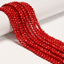 Red Bamboo Coral Faceted Round Beads Size 3mm 4mm 15.5" Strand