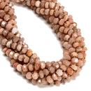 Multi Peach Moonstone Faceted Rondelle Wheel Beads 5x8mm 5x9mm 6x10mm 15.5" Strd