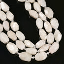 White Moonstone Faceted Rice Nugget Chunk Beads Size 13-15x22-25mm 15.5" Strand