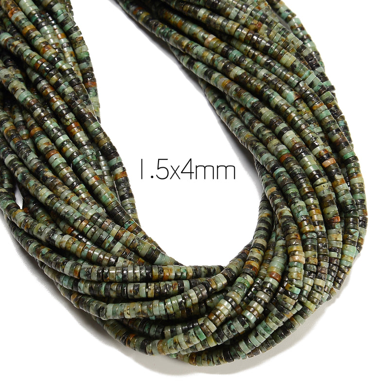 Natural African Turquoise Heishi Disc Beads Size 1.5x4mm 1.5x6mm 15" Strand