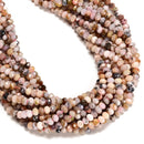 Natural Pink Opal Faceted Rondelle Beads Size 3x4mm 4x5mm 15.5'' Strand