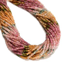 Gradient Multi-color Tourmaline Faceted Rondelle Beads Size 2x3mm 3x4mm 15.5"Std