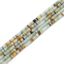 Natural Multi-color Amazonite Smooth Rondelle Beads Size 2x4.5mm 15.5'' Strand