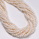 Natural White Fresh Water Pearl Off Round Beads Size 4-5mm 15" Strand