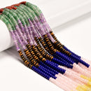 12 Multi-color Gemstone Smooth Rondelle Beads Size 2x4mm 15.5" Strand