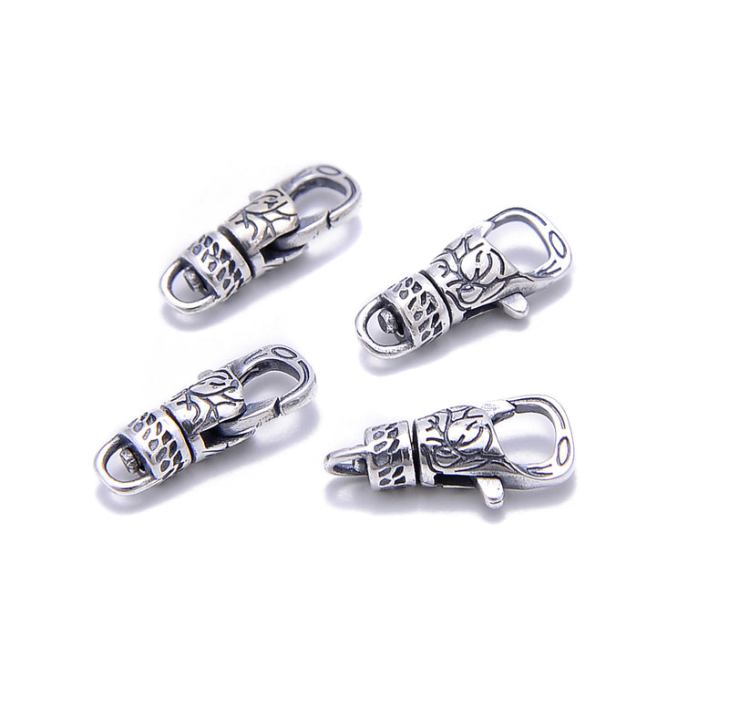 925 Sterling Silver Anti-Silver with Grain Clasp Size 6x15mm 2 Pcs Per Bag