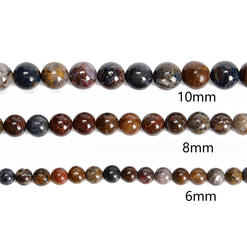 Natural Brown Pietersite Smooth Round Beads 6mm 8mm 10mm 15.5" Strand