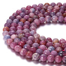 Genuine Ruby Faceted Round Beads 5mm 6mm 7mm 8mm 9mm 10mm 11mm 15.5" Strand