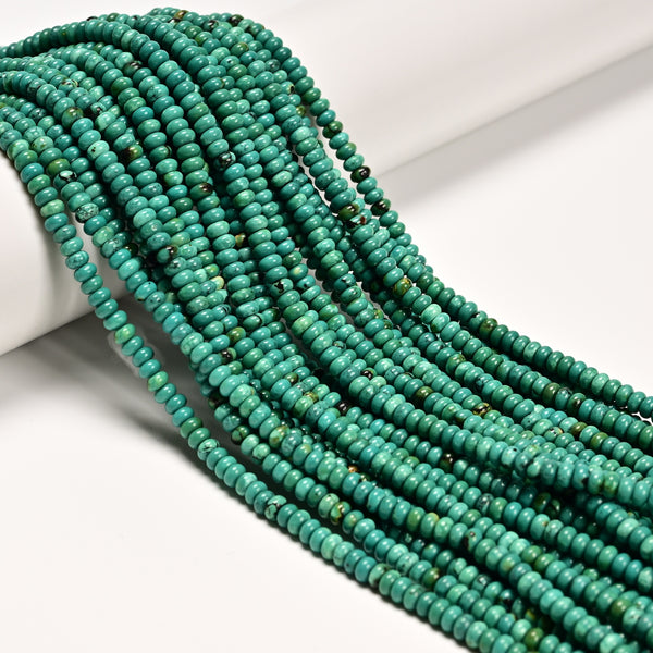 Blue Green Turquoise Smooth Rondelle Beads Size 2.5x4mm 15'' Strand