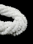 Natural White Rainbow Moonstone Faceted Rondelle Beads 4x6mm 5x8mm 15.5" Strand