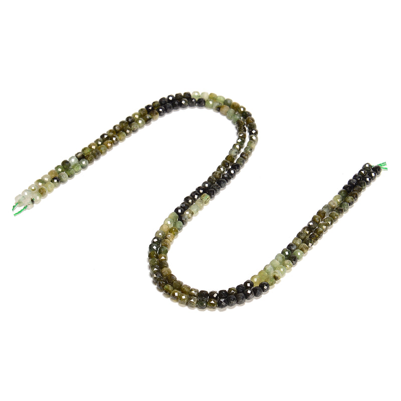 Gradient Natural Green Tourmaline Faceted Cube Beads Size 4mm 15.5'' Strand