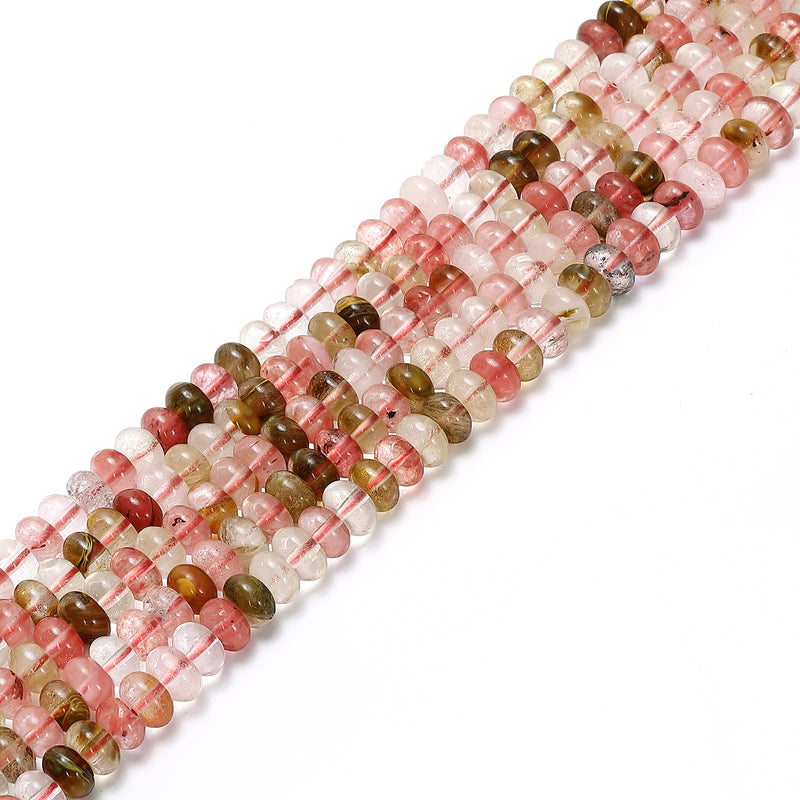 Cherry Fire Quartz Smooth Rondelle Beads Size 5x8mm 15.5'' Strand