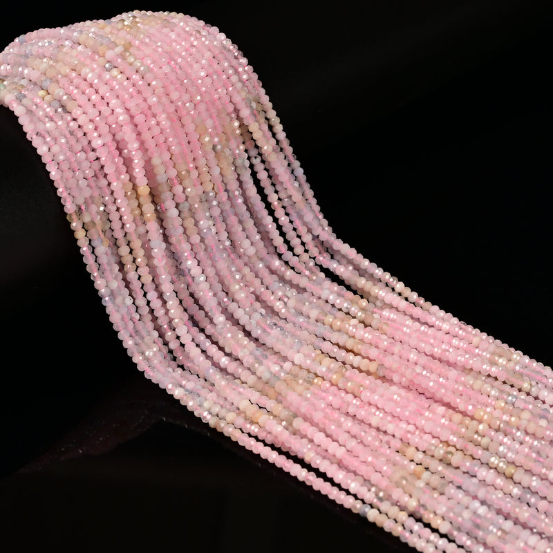 Gradient Natural Morganite Faceted Rondelle Beads Size 2x3mm 15.5'' Strand