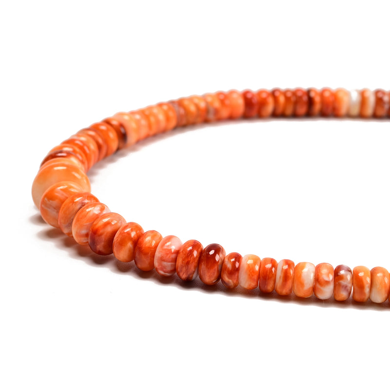 Graduated Natural Spiny Oyster Smooth Rondelle Beads Size 3-6x4-11mm 16" Strand