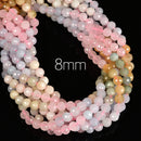 Gradient Natural Morganite Faceted Round Beads Size 6mm 8mm Size 15.5" Strand