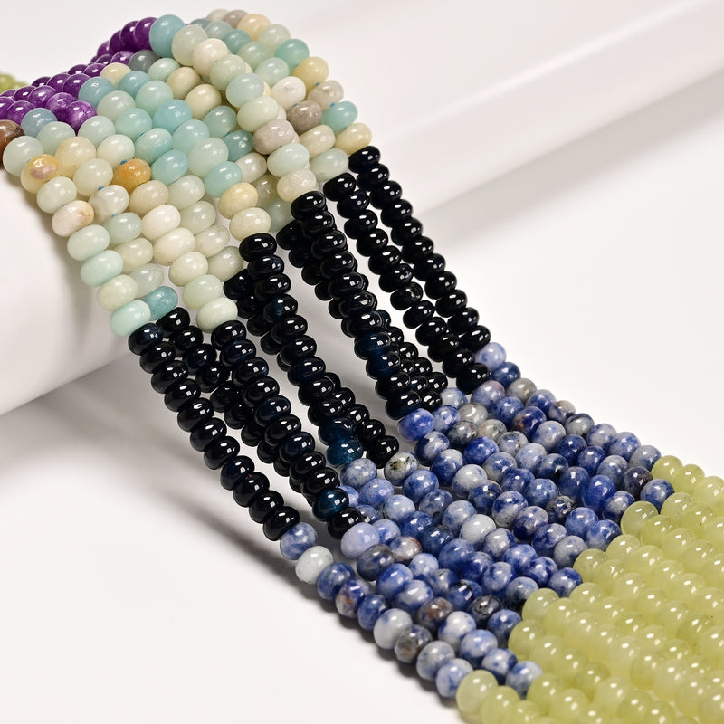 09 Gradient Multi-color Gemstone Smooth Rondelle Beads Size 4x6mm 15.5" Strand