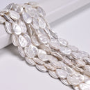 White Shell Pearl Flat Teardrop Shape Beads Size 13x18mm 15.5" Strand