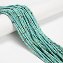 Blue Turquoise Faceted Rondelle Beads Size 2x3mm 15.5'' Strand