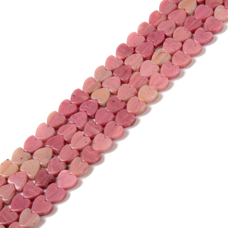 Natural Pink Petrified Rhodonite Heart Shape Beads Size 6mm 15.5'' Strand