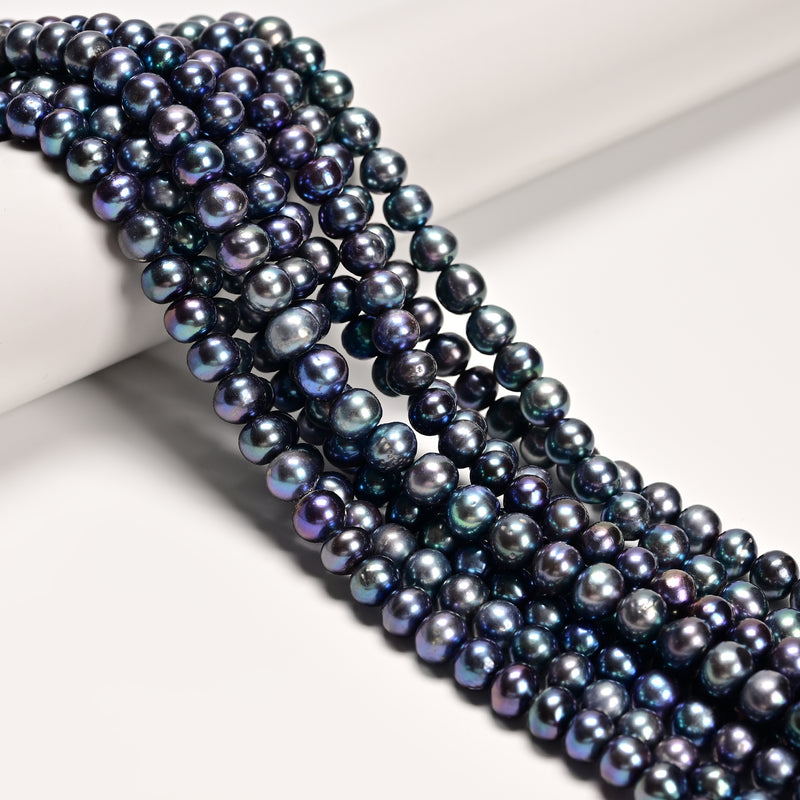 Grade A Peacock Fresh Water Pearl Potato Beads 7.5-8mm 8-9mm 9-10mm 14.5''Strand