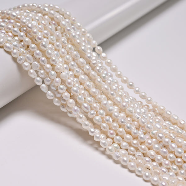 Natural White Fresh Water Pearl Baroque Shape Beads Size 4-5mm 5-6mm 15'' Strand