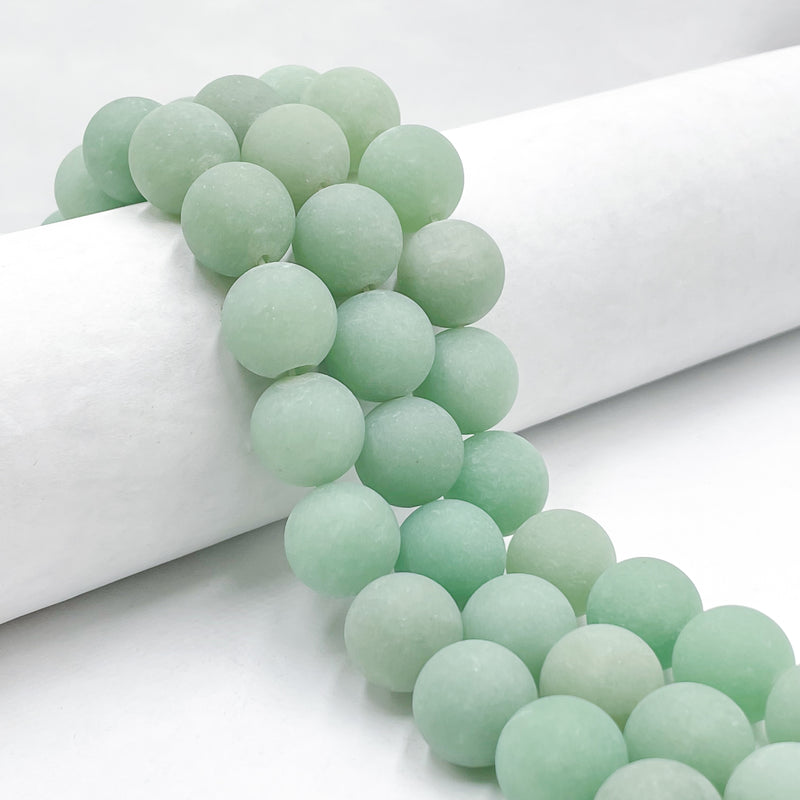 Natural Green Aventurine Matte Round Beads Size 14mm 16mm 18mm 20mm 15.5" Strand