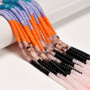 14 Multi-color Gemstone Smooth Rondelle Beads Size 2x4mm 15.5" Strand