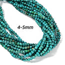 Grade A Natural Blue Turquoise Smooth Round Beads 4-5mm 6-7mm 8mm 15.5'' Strand