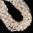 Natural Clear Quartz Faceted Flat Square Shape Beads Size 10mm 15.5" Strand