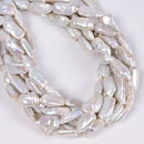 Natural White Fresh Water Pearl Irregular Flat Rectangle Beads 20-22mm 15.5" Std