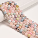 01 Natural Morganite Smooth Round Beads Size 6mm 8mm 9mm 15.5" Strand