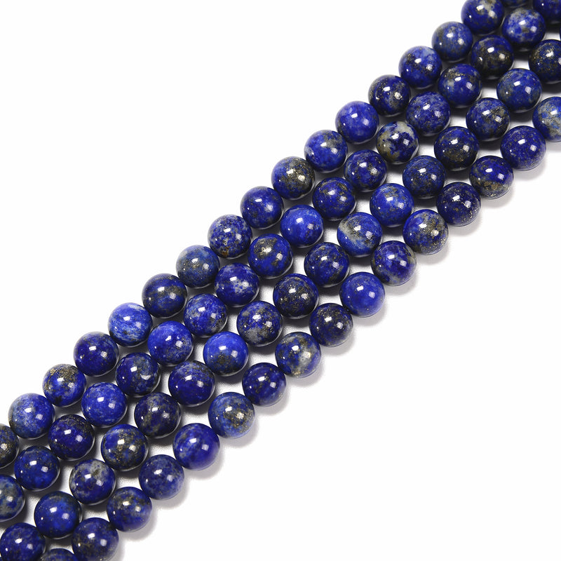 Natural Lapis Lazuli Smooth Round Beads 3.5 - 4mm 6mm 8mm 10mm 15.5'' Strand