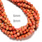 Orange Sea Sediment Jasper Smooth Round Beads Size 6mm 8mm 10mm 15.5'' Strand