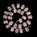 Natural Rose Quartz Faceted Trapezoid Shape Beads 10x12mm-12x15mm 15.5'' Strand