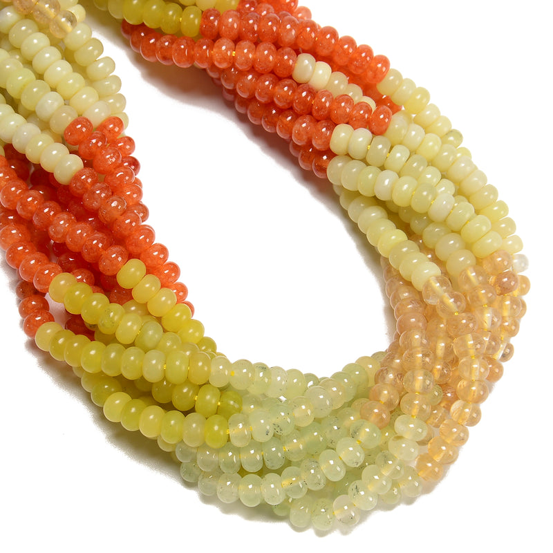 02 Multi-color Gemstone Smooth Rondelle Beads Size 4x6mm 15.5'' Strand