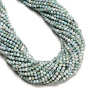 Natural Larimar Faceted Round Beads Size 3mm 15.5" Strand