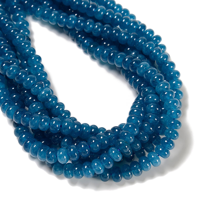 Apatite Color Dyed Jade Smooth Rondelle Beads Size 5x8mm 15.5'' Strand
