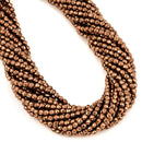Copper Plated Hematite Hard Cut Faceted Round Beads 2mm 3mm 4mm 15.5" Strand