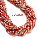Natural Red Spiny Oyster Smooth Rondelle Beads Size 2x5mm 3x6mm 16" Strand