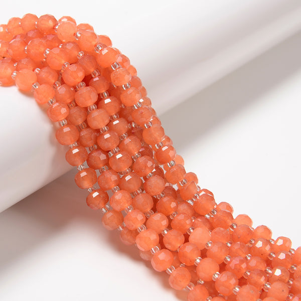 Red Aventurine Color Dyed Jade Faceted Rondelle Beads Size 6x8mm 15.5'' Strand