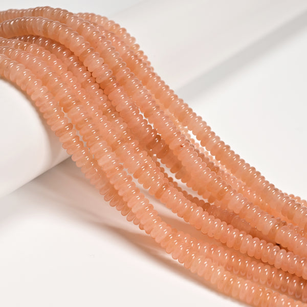 Peach Color Dyed Jade Smooth Rondelle Beads Size 2x6mm 15.5'' Strand