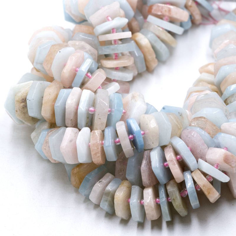 Natural Multi Color Morganite Slice Discs Beads Size 16mm 15.5" Strand