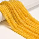 Yellow Color Dyed Jade Smooth Rondelle Beads Size 2x6mm 14.5" Strand