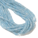 Aquamarine Color Dyed Jade Faceted Rondelle Beads Size 3x4mm 14'' Strand