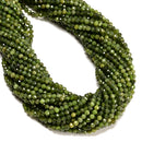 Natural Green Jade Faceted Round Beads Size 2mm 3mm 4mm 15.5'' Strand